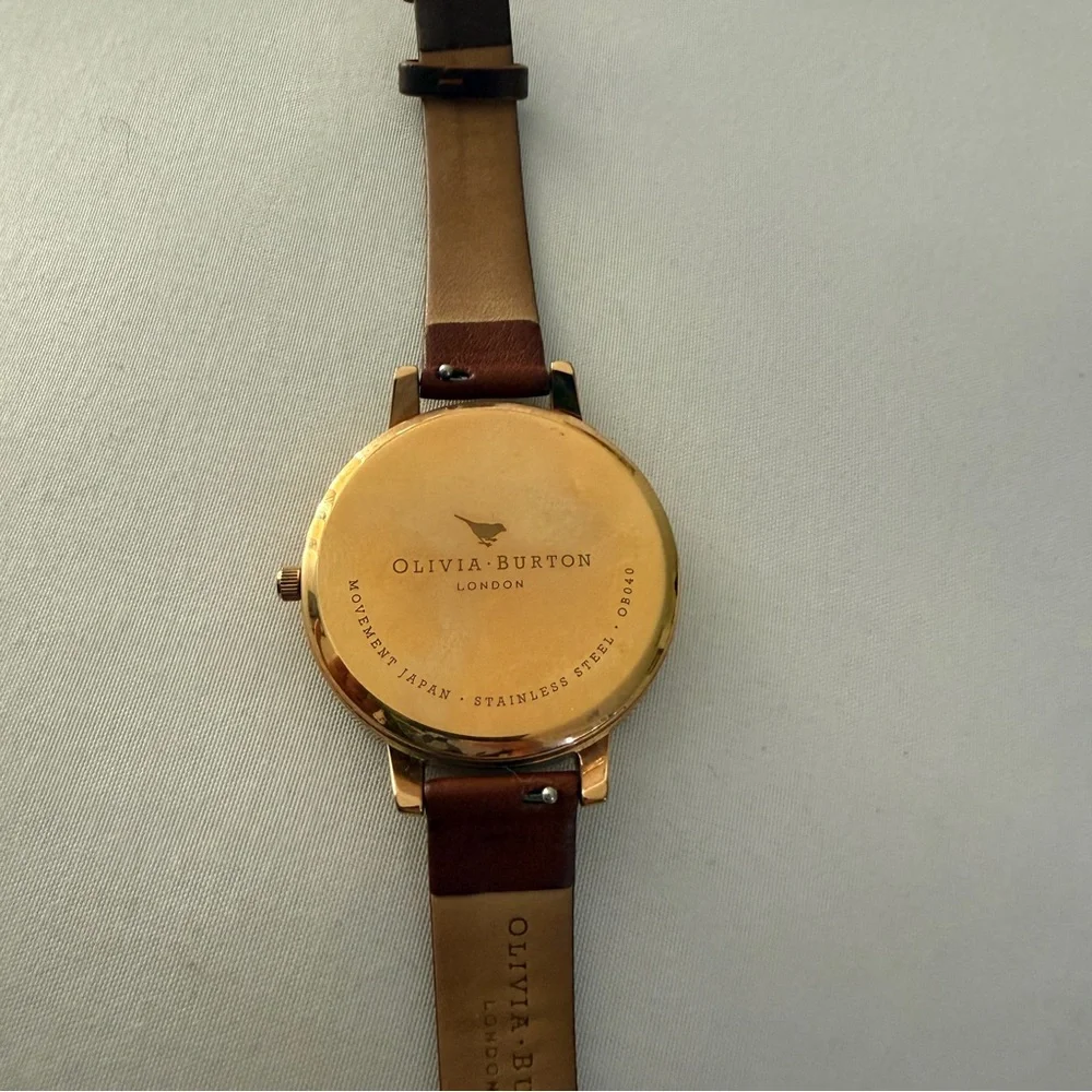 Olivia Burton Brown Leather Strap Gold Round Dial Watch - Picture 6 of 9